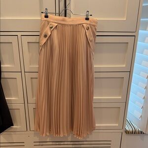 Reiss Pleated Midi Skirt in Blush Pink